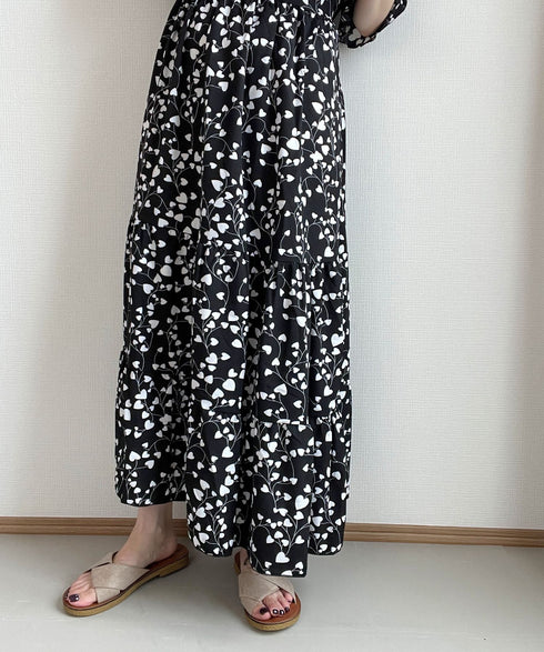 花柄シフォンワンピース